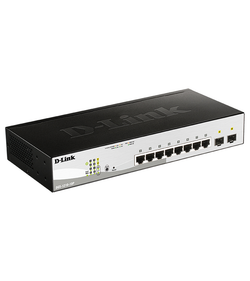 D-Link Smart L2 Switch 8х1000Base-T PoE, 2х1000Base-X SFP, PoE Budget 65W, Compact CLI