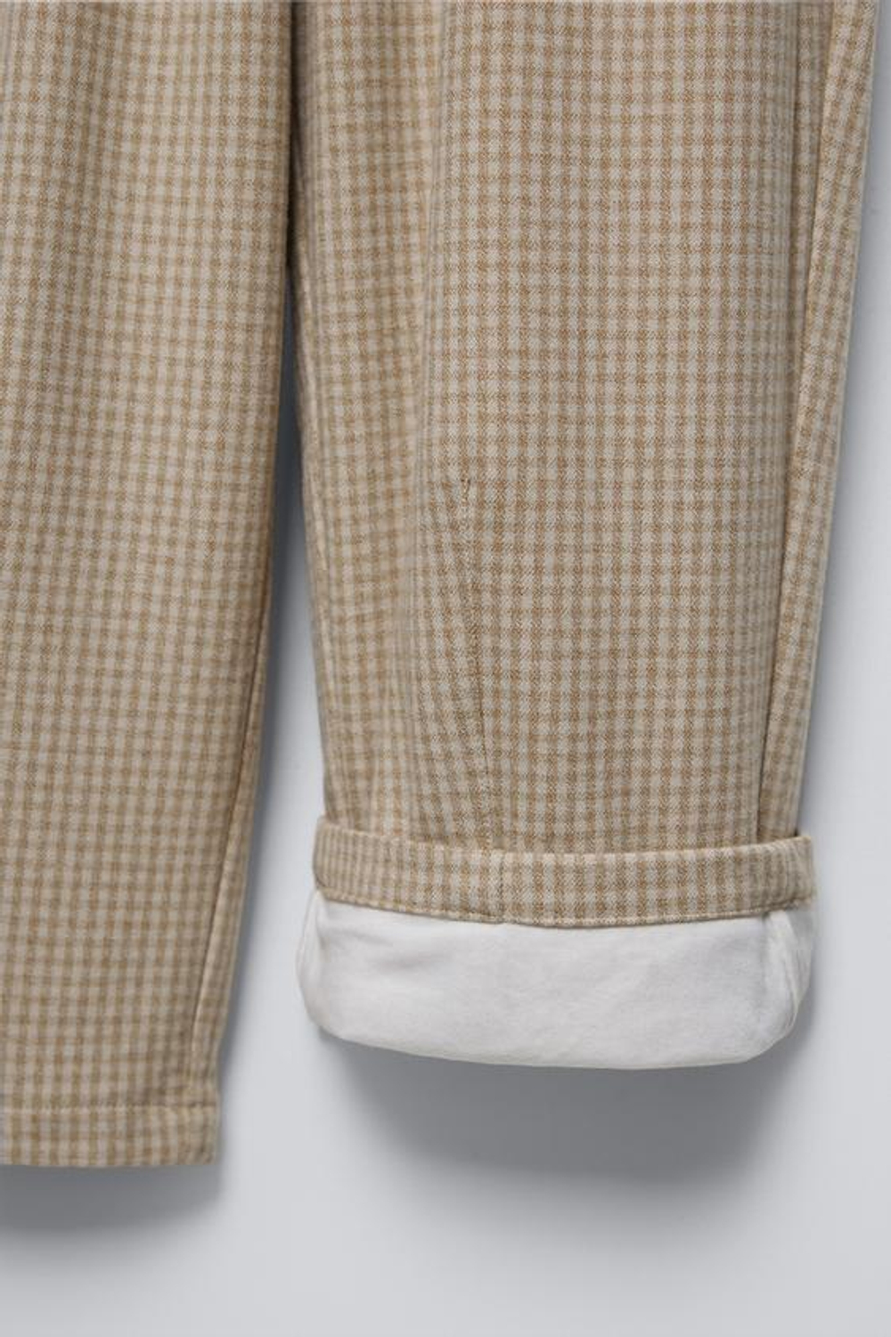 ZARA БРЮКИ В КЛЕТКУ С ЗАЩИПАМИ, БЕЖЕВЫЙ