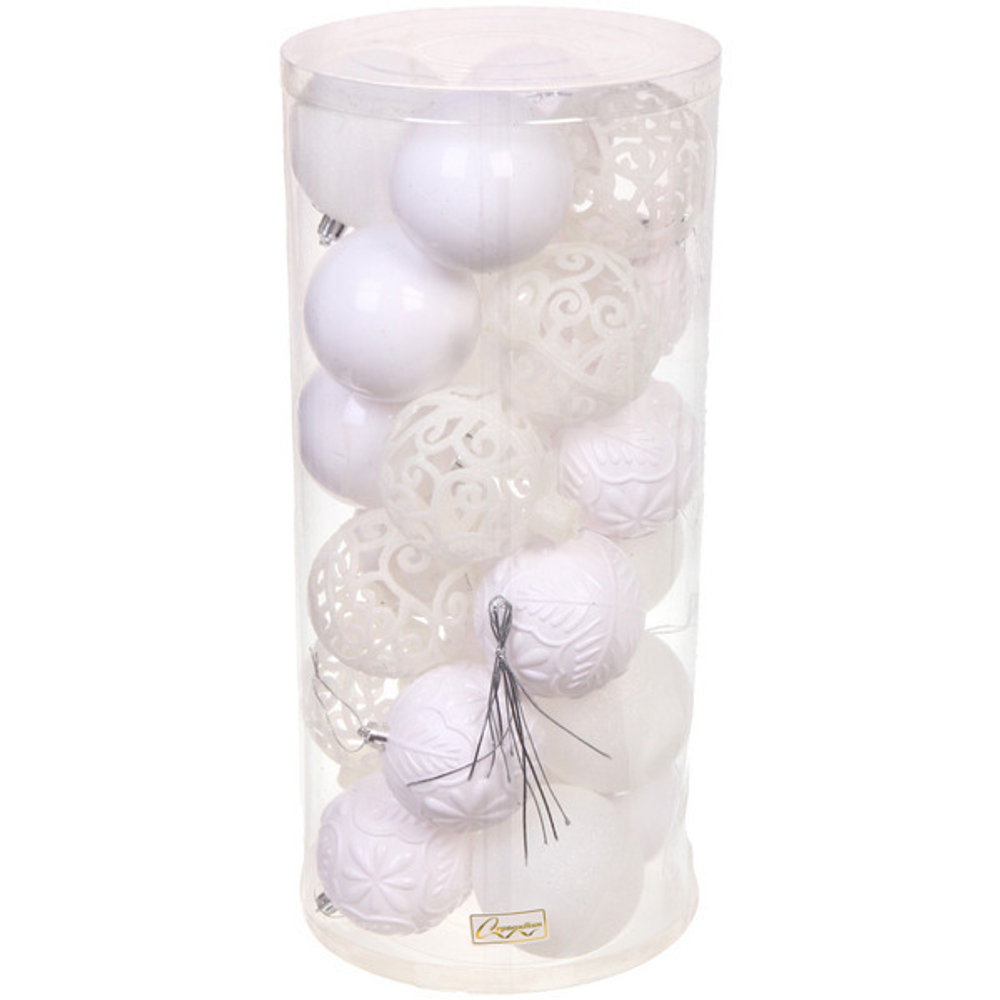 Новогодние шары 8 см (набор 24 шт) «Фактурный микс», белый