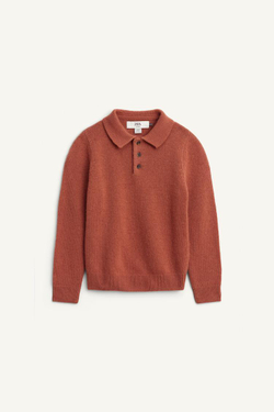 ZARA ВЯЗАНЫЙ СВИТЕР-ПОЛО, ЧЕРЕПИЧНЫЙ