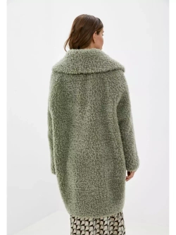 Шуба из овечьей шерсти, зеленая, SilverFox