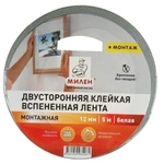 Лента двусторонняя вспененная монтажная, 12мм*5м, белая, Милен