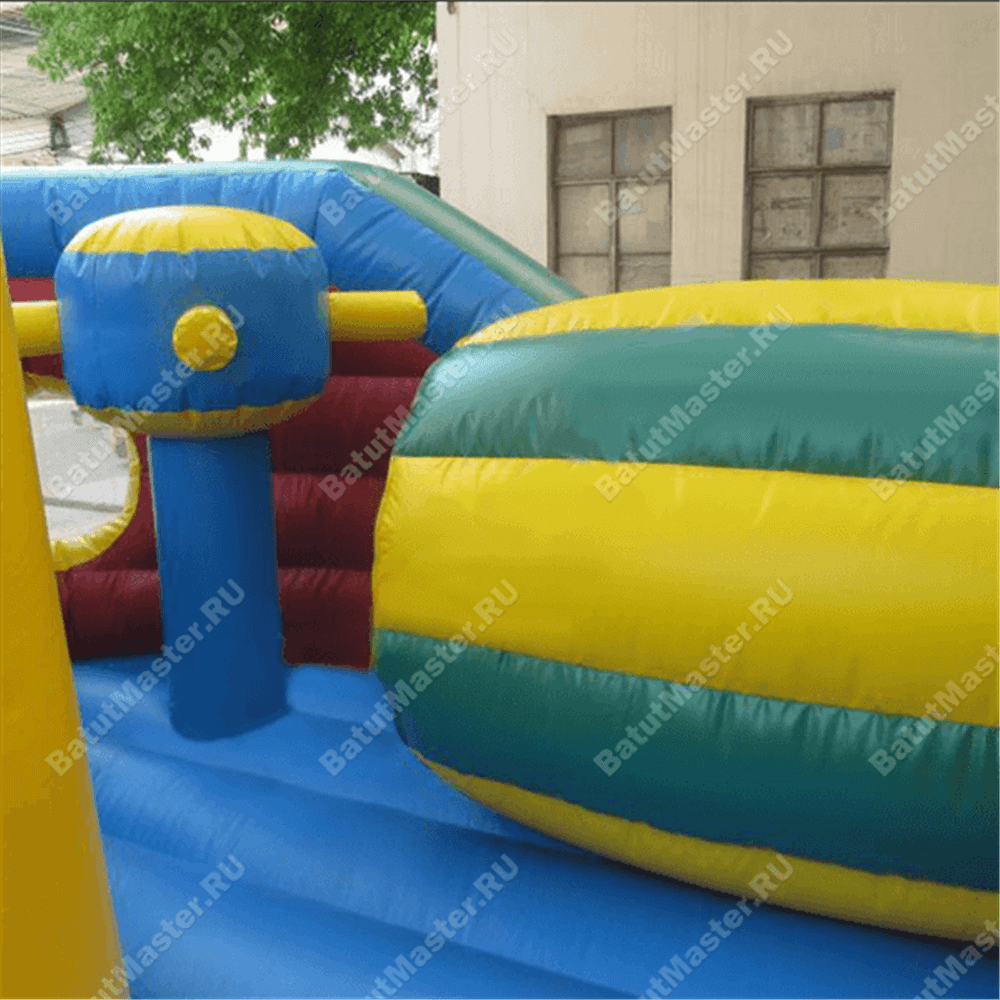 Большой надувной батут-горка "Корабль флибустьеров" 14*6*6 м