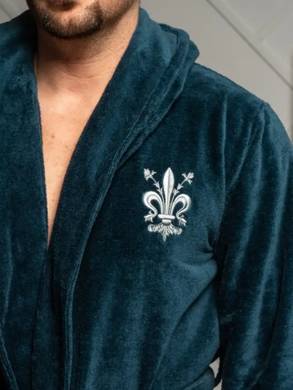 Халат мужской LOUIS с капюшоном Морская волна "Polens"