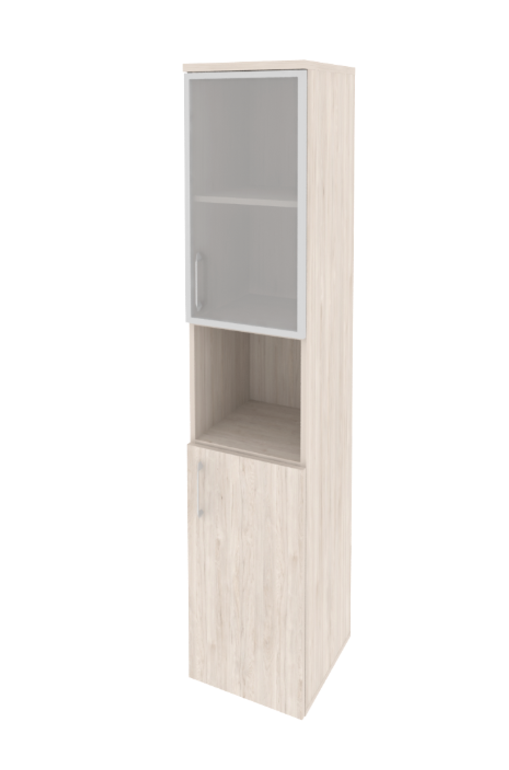 Шкаф-пенал с 2 комплектами дверей, стеклом в раме и нишей Onix