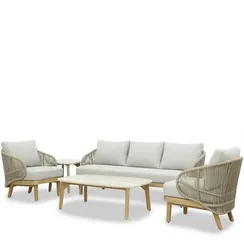Комплект уличной мебели Mali из массива эвкалипта, диван, 2 кресла, столик