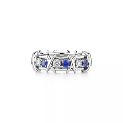 Кольцо из платины с бриллиантами и сапфирами 💠Tiffany, Schlumberger
