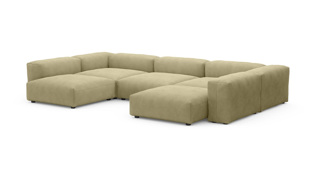 Диван Фиджи (П-образный) Cilium Cream 378*242*62 см, Кремовый Вельвет Нераскладной Фиеста