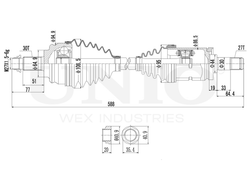 Привод в сборе передний левый UNIO CVJ-10083