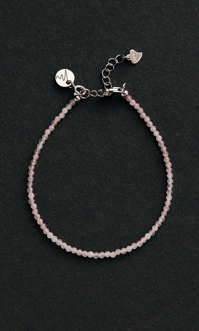 Браслет "Memo about Love&Luck" из розового кварца, на замочке серебро 925