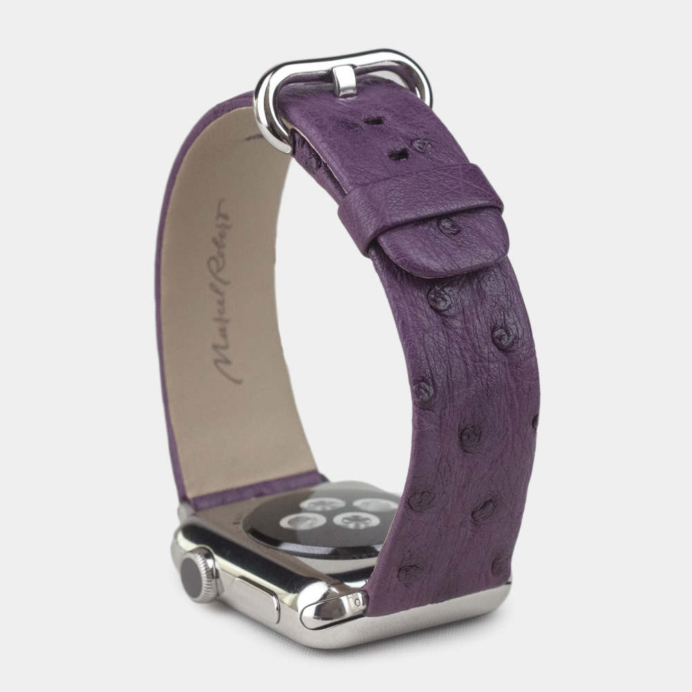Ремешок для Apple Watch 40/41/42 mm из кожи страуса, фиолетового цвета