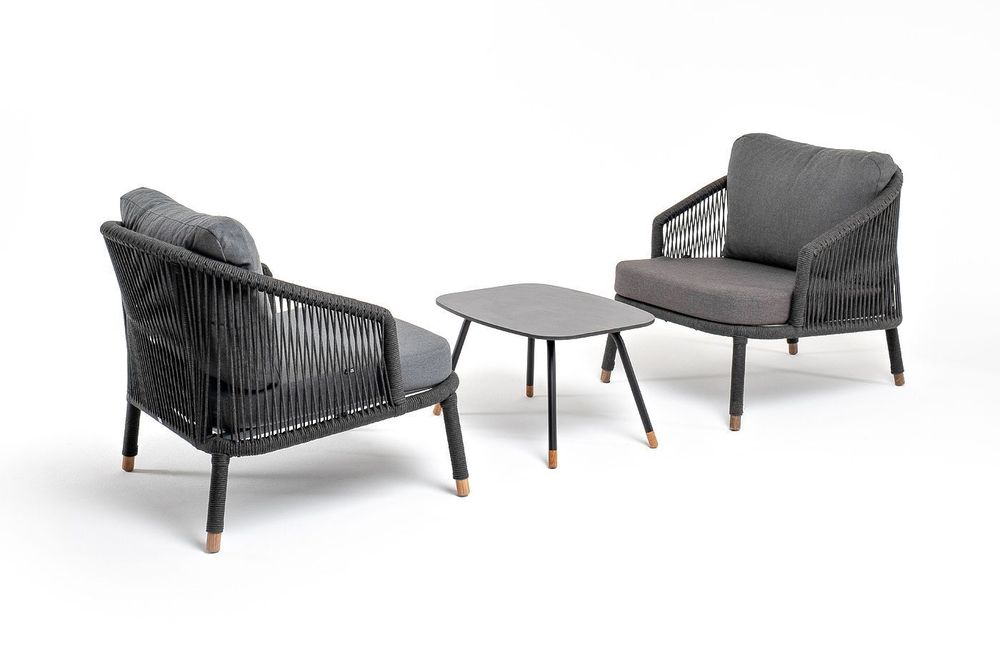 "Верона" лаунж-зона 5-местная плетеная из роупа (веревки), каркас алюминиевый темно-серый, роуп темно-серый