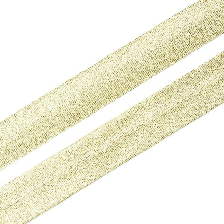 Косая бейка металлик, 20 мм, цвет 02, золотой, 80% полиэстр, 20% люрекс