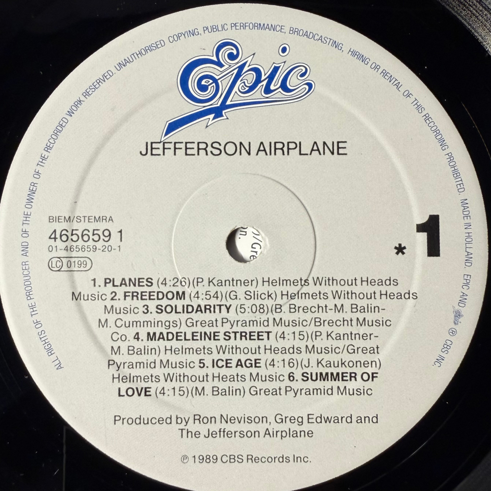 Jefferson Airplane ‎– Jefferson Airplane (Голландия 1989г.)