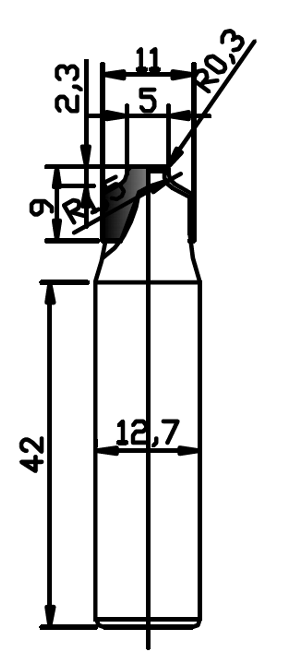 PCD профильная фреза D.11x12 9x42 Z2