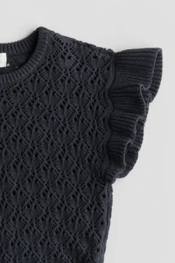 H&M Вязаный топ, темно-серый
