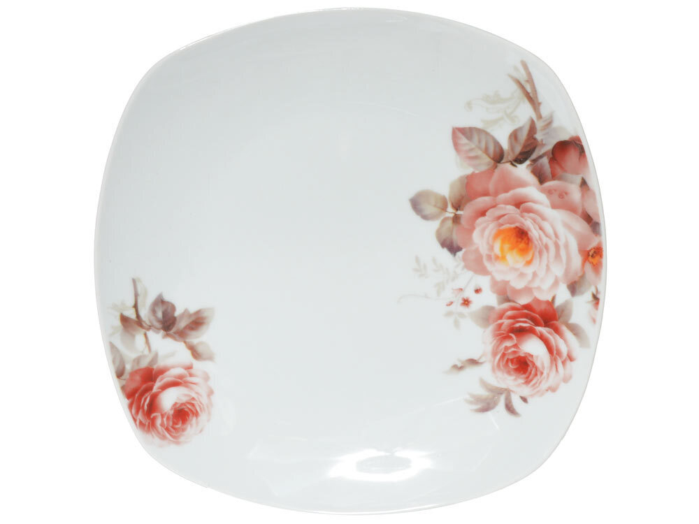 Тарелка мелкая 20см Чайные розы квадратная (76062)