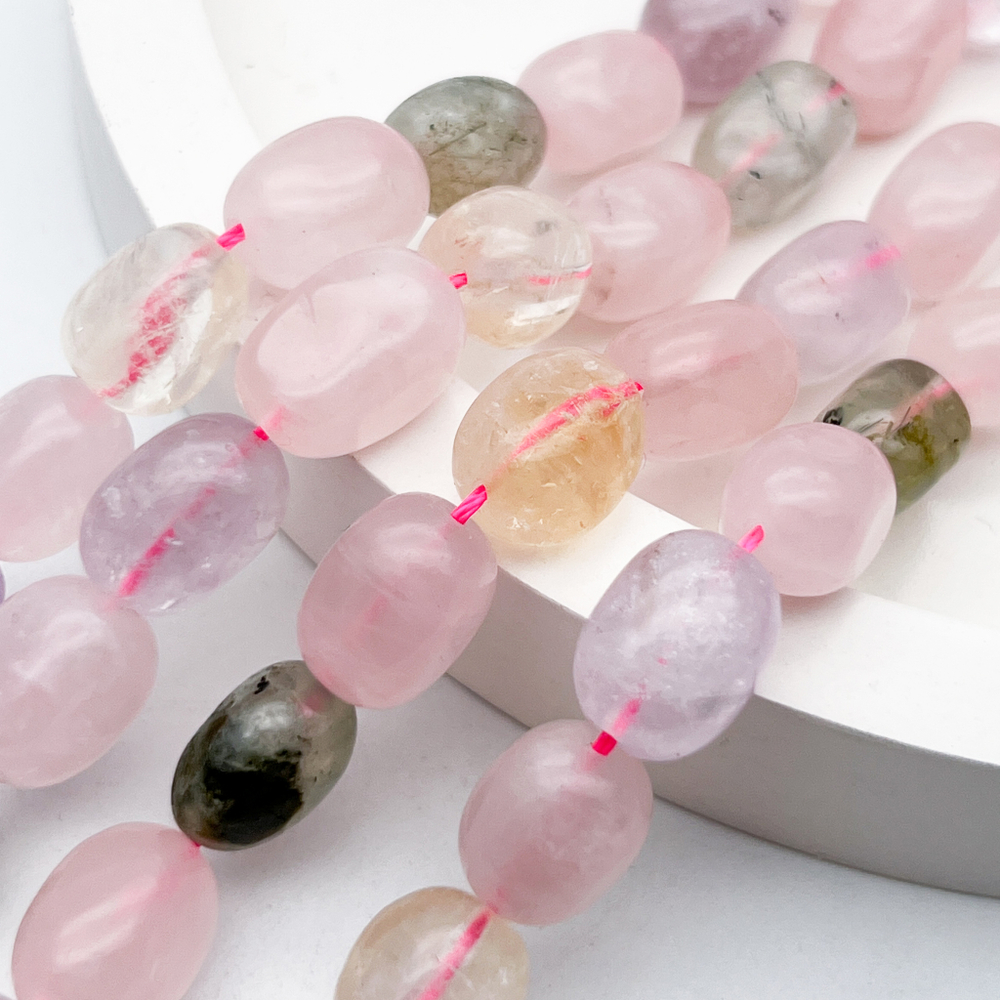 Натуральные камни микс фриформ бусины, размер около 12-13 мм, цена за 7 шт (1/4 нити)