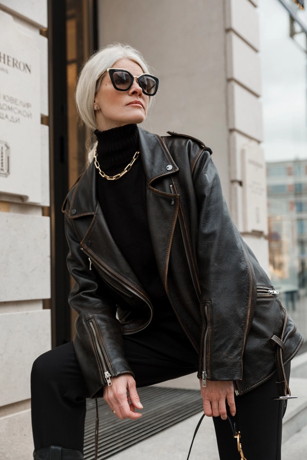 Косуха ретро коричневая oversize