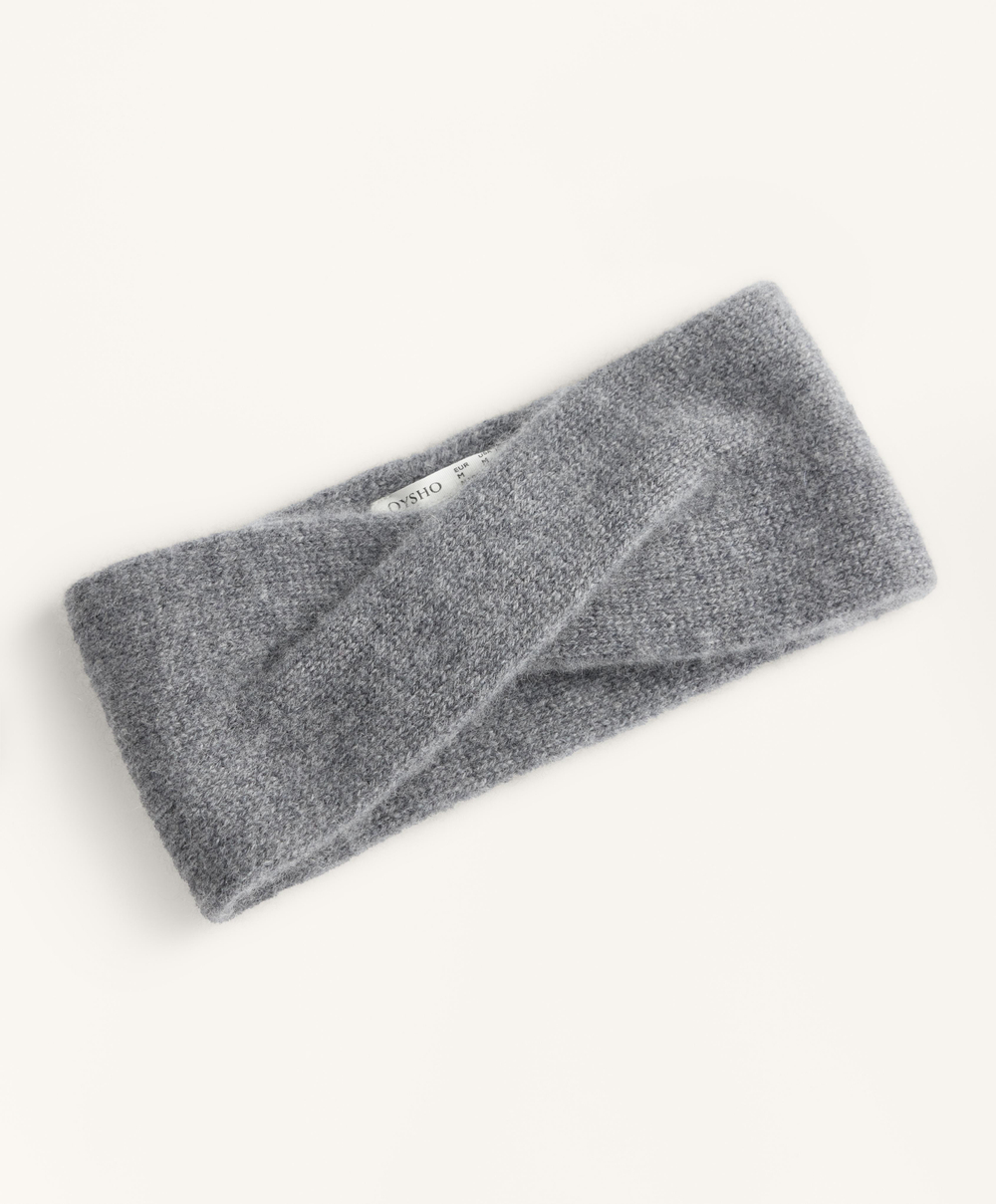 Oysho Повязка на голову из 100% кашемира, серый меланж