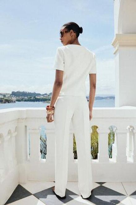 ZARA БРЮКИ FLARED, ЭКРЮ