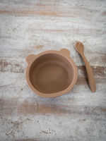 Набор посуды для детей - миска и ложка Мишка, Hazelnut