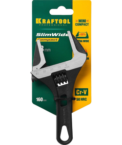 KRAFTOOL SlimWide Compact, 160/44 мм, разводной ключ (27266-25)