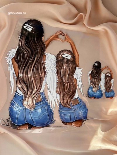 Термонаклейка мама и дочь