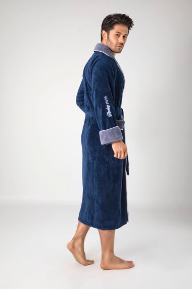 Халат мужской махровый 2990 синий  Nusa Турция.