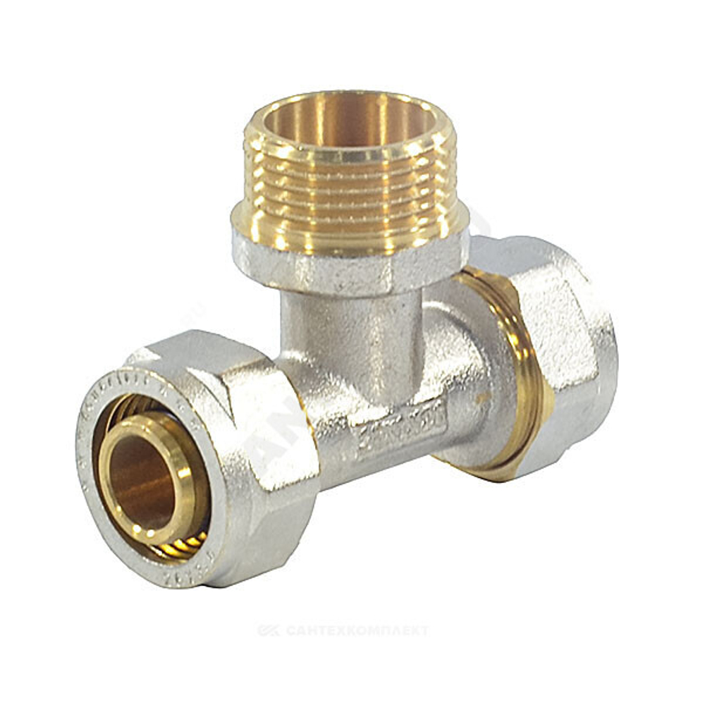 Тройник МП латунь никель обжим Дн 16х1/2"х16 НР ГОСТ 32415-2013 7014 Aquasfera 7014-01