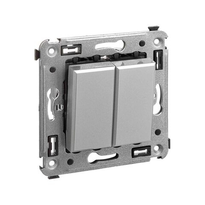 Инвертор двухклавишный в стену, "Avanti", "Закаленная сталь"