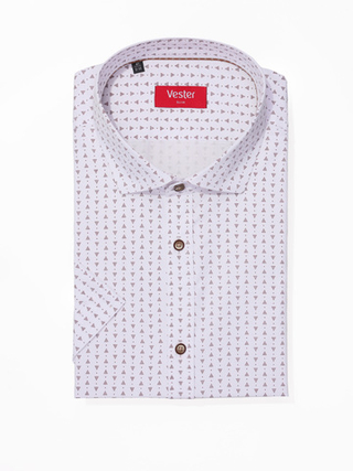 Сорочка мужская VESTER короткий рукав, белая, в мелкий рисунок, бамбук/пэ 73615 15