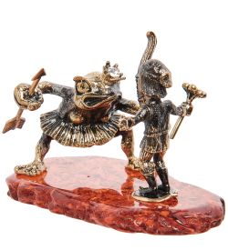 Народные промыслы AM-2004 Фигурка «Лягушка Хочу замуж» (латунь, янтарь)