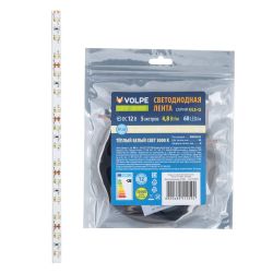 ULS-Q320 2835-60LED-m-8mm-IP20-DC12V-4.8W-m-5M-3000K Гибкая светодиодная лента на самоклеящейся основе. Катушка 5 м. в герметичной упаковке. Теплый белый свет3000K. ТМ Volpe.