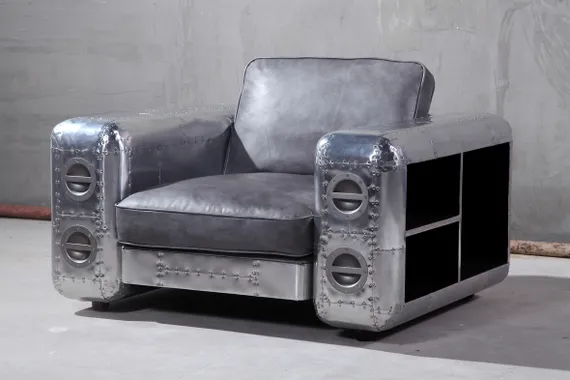 Кресло Aviator, серая натуральная кожа