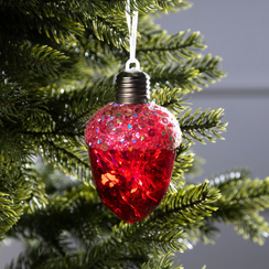 Ёлочный шар Жёлудь красный 12 см., батарейки, 4 LED, свечение тёплое белое, Luazon Lighting (9594227)