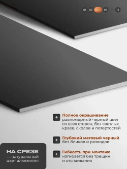 Алюминиевая полоса, 20 х 1,5 мм, черный/матовый, длина 2.7 м