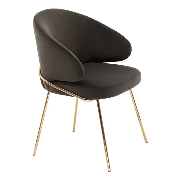 Стул Lime, черный микровелюр с золотыми ножками
