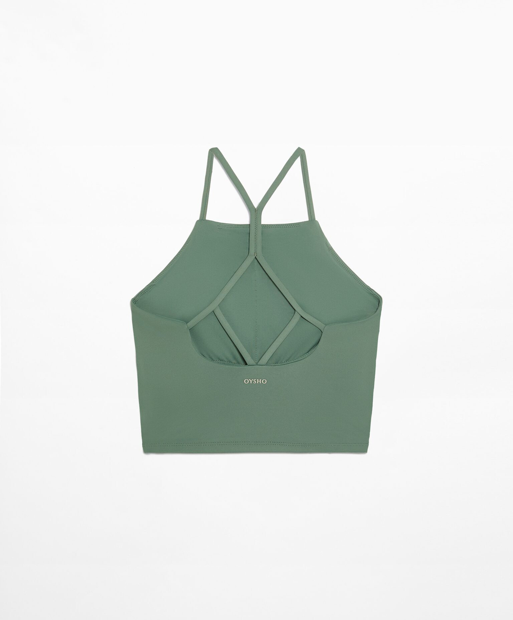Oysho Топ Comfortlux на бретелях с открытой спинкой, зеленый