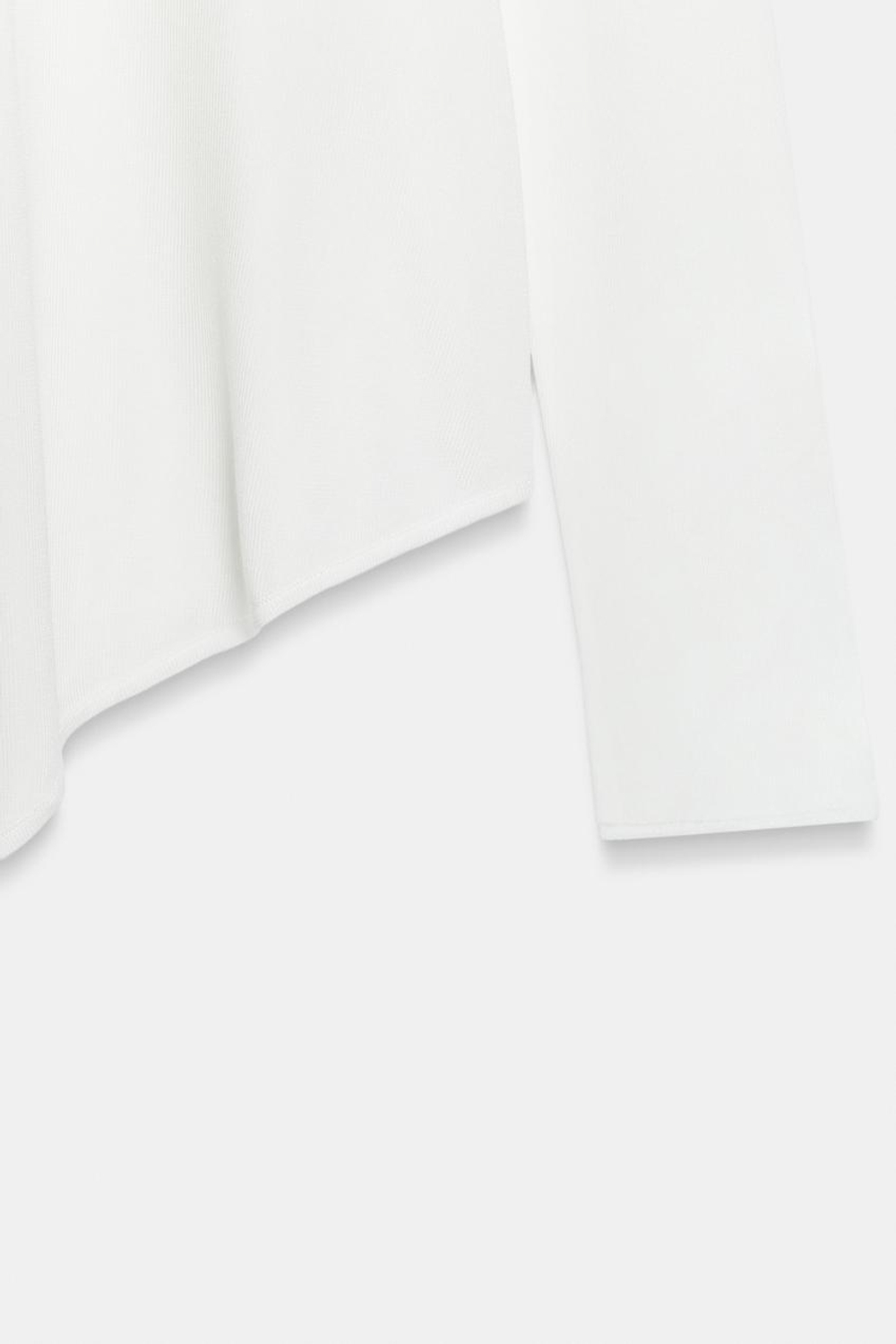 ZARA ДЛИННЫЙ СВИТЕР АСИММЕТРИЧНОГО КРОЯ, БЕЛЫЙ