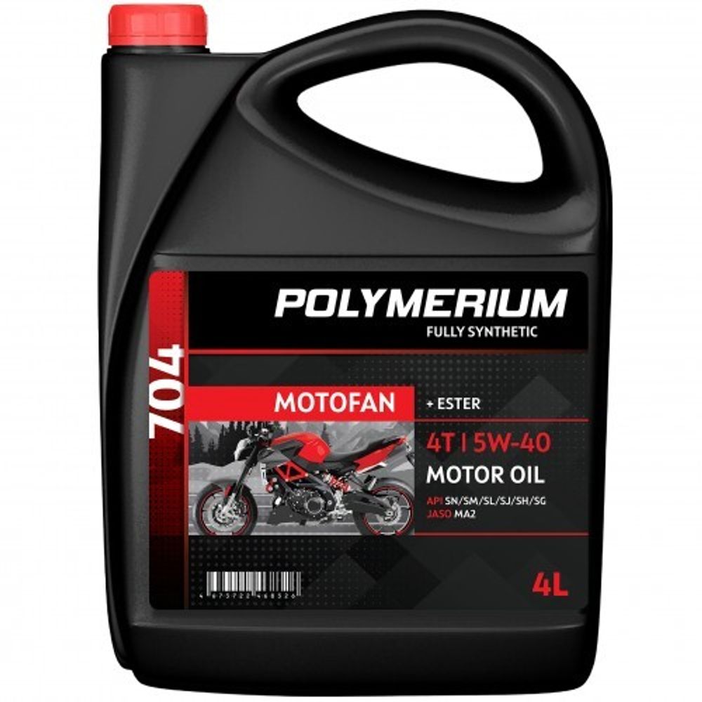 Масло моторное POLYMERIUM MOTOFAN 704 5W-40 4T 4л./1л. для мототехники