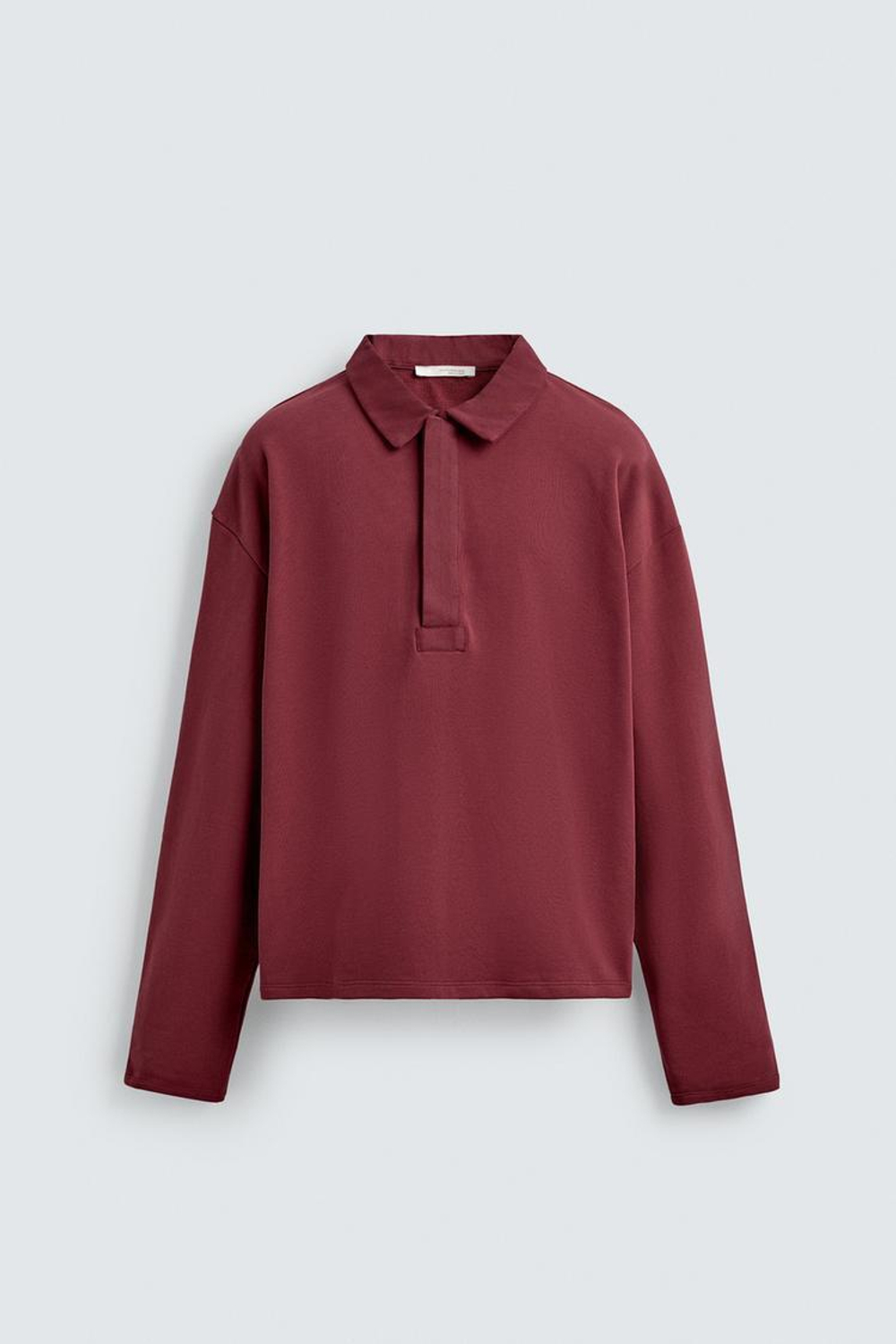 ZARA ПОЛО BOXY FIT, ГРАНАТОВЫЙ