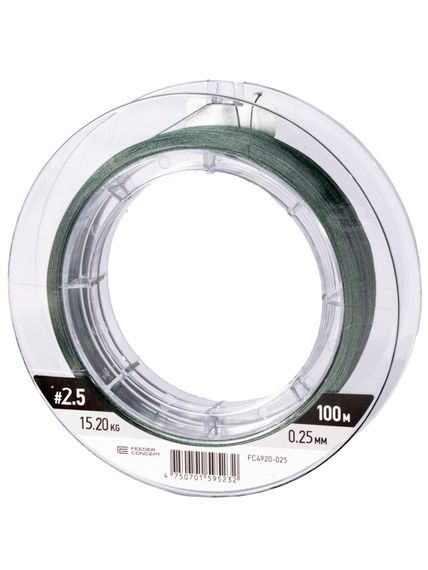 Шок-лидер плетёный Feeder Concept Flat Method х8 SHOCK LEADER Dark Green 100/025