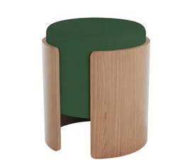 Пуф Lagom (зелено-голубой FiberGuard, натуральный дуб)