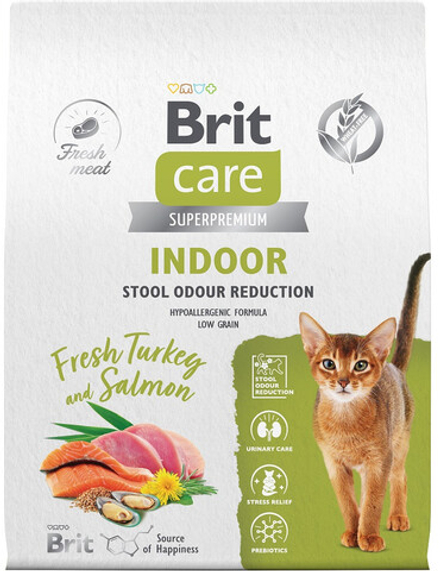 BRIT CARE, Сухой корм для домашних кошек, Индейка и лосось, 7 кг.