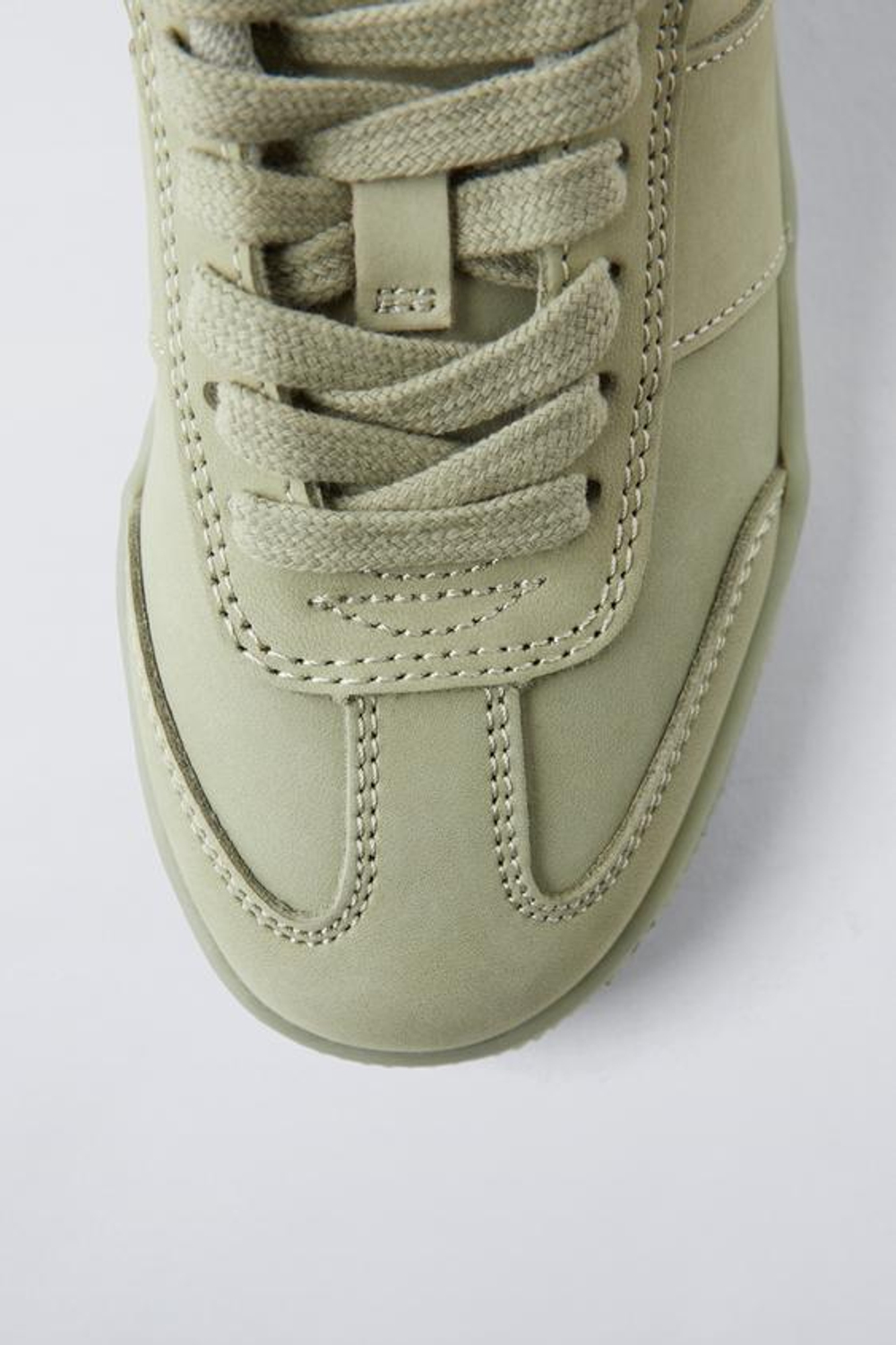 ZARA КОЖАНЫЕ КРОССОВКИ, ЗЕЛЕНЫЙ ХАКИ