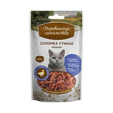 Деревенские Лакомства для кошек Соломка УТИНАЯ нежная, 45 гр