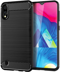 Чехол для Samsung Galaxy A10 (Galaxy M10) цвет Black (черный), серия Carbon от Caseport