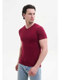 Футболка V-вырез однотонная облегающая