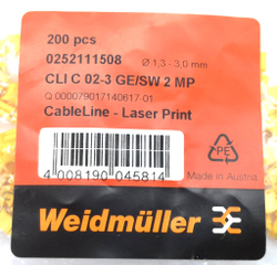 Маркер кабельный сеч.1,3-3мм Weidmuller  CLI C 02-3 GE/SW 2 MP  (200 шт.) 0252111508  PA. 02-3